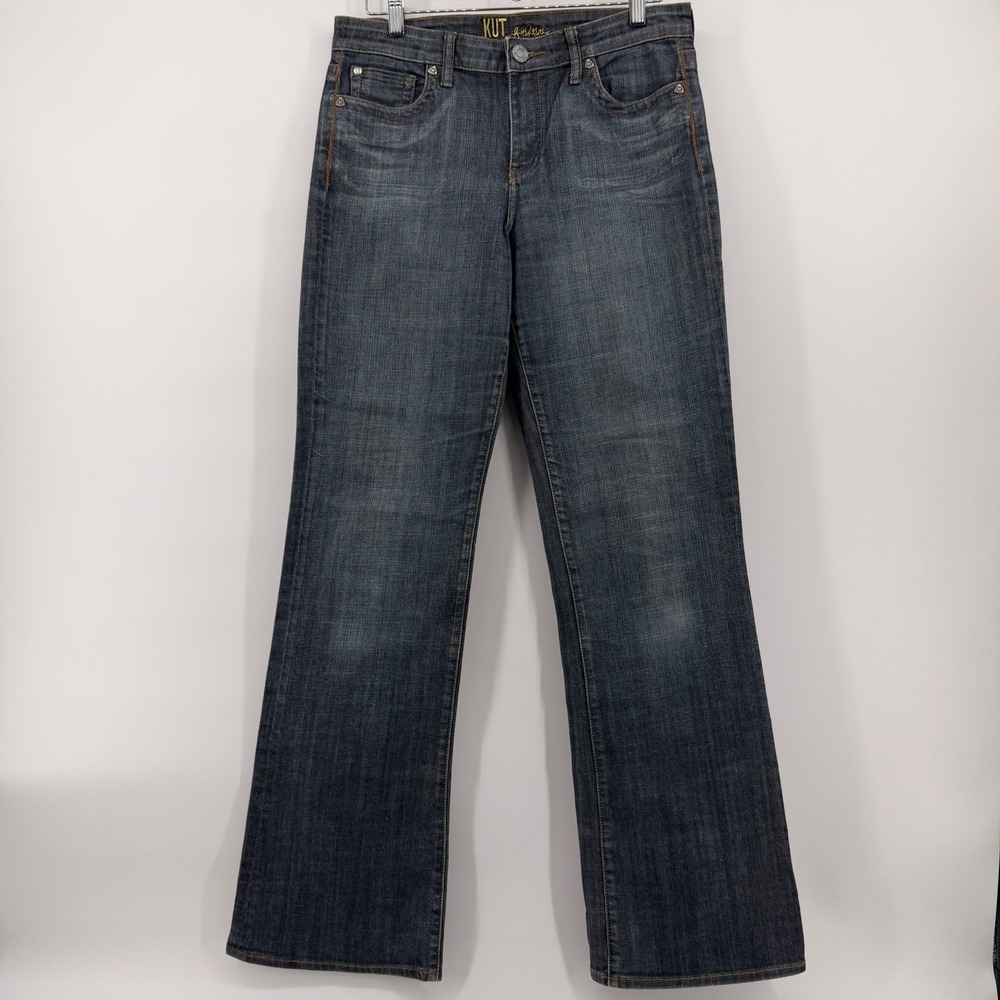KUT from the Kloth Womens Size 10 L33 Dark Wash Bootcut Jeans Flap Pocket Denim
